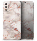 Rose Pink Marble & Digital Gold Frosted Foil V1 - Premium Vinyl Skin Decal for Samsung Galaxy S25 Ultra, S24, S23, S22 & All Galaxy S Models