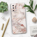 Rose Pink Marble & Digital Gold Frosted Foil V1 - Premium Vinyl Skin Decal for Samsung Galaxy S25 Ultra, S24, S23, S22 & All Galaxy S Models