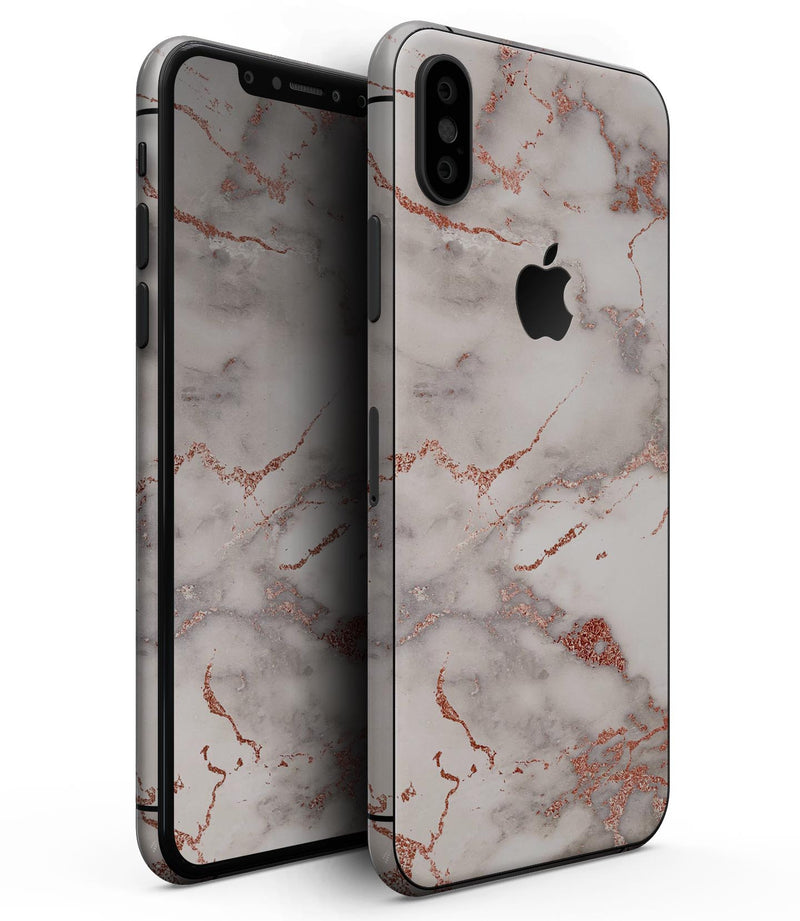 Rose Pink Marble & Digital Gold Frosted Foil V1 - iPhone XS MAX, XS/X, 8/8+, 7/7+, 5/5S/SE Skin-Kit (All iPhones Available)