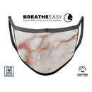 Rose Pink Marble & Digital Gold Frosted Foil V2 - Made in USA Mouth Cover Unisex Anti-Dust Cotton Blend Reusable & Washable Face Mask with Adjustable Sizing for Adult or Child