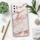 Rose Pink Marble & Digital Gold Frosted Foil V2 - Premium Vinyl Skin Decal for Samsung Galaxy S25 Ultra, S24, S23, S22 & All Galaxy S Models