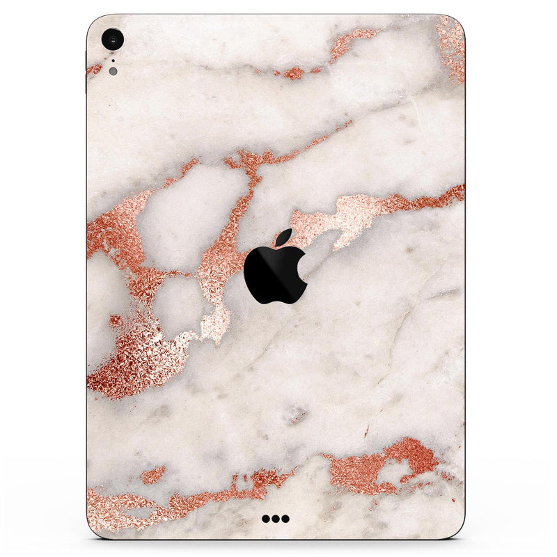 Rose Pink Marble & Digital Gold Frosted Foil V2 - Full Body Skin Decal for the Apple iPad Pro 12.9", 11", 10.5", 9.7", Air or Mini (All Models Available)
