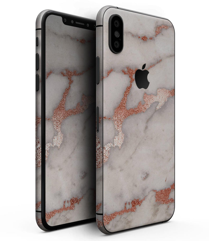 Rose Pink Marble & Digital Gold Frosted Foil V2 - iPhone XS MAX, XS/X, 8/8+, 7/7+, 5/5S/SE Skin-Kit (All iPhones Available)