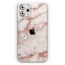 Rose Pink Marble & Digital Gold Frosted Foil V2 - Protective Skin Wrap & Decal – Compatible with iPhone SE to iPhone 17 Pro Max (All Models)