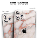 Rose Pink Marble & Digital Gold Frosted Foil V2 - Protective Skin Wrap & Decal – Compatible with iPhone SE to iPhone 17 Pro Max (All Models)