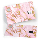 Rose Pink Marble & Digital Gold Frosted Foil V3 - Premium Protective Decal Skin-Kit for the Apple Credit Card