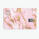 Rose Pink Marble & Digital Gold Frosted Foil V3 - Premium Protective Decal Skin-Kit for the Apple Credit Card