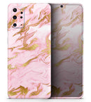 Rose Pink Marble & Digital Gold Frosted Foil V3 - Premium Vinyl Skin Decal for Samsung Galaxy S25 Ultra, S24, S23, S22 & All Galaxy S Models