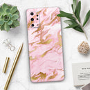 Rose Pink Marble & Digital Gold Frosted Foil V3 - Premium Vinyl Skin Decal for Samsung Galaxy S25 Ultra, S24, S23, S22 & All Galaxy S Models
