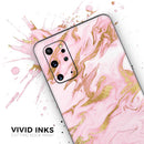 Rose Pink Marble & Digital Gold Frosted Foil V3 - Premium Vinyl Skin Decal for Samsung Galaxy S25 Ultra, S24, S23, S22 & All Galaxy S Models