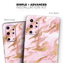 Rose Pink Marble & Digital Gold Frosted Foil V3 - Premium Vinyl Skin Decal for Samsung Galaxy S25 Ultra, S24, S23, S22 & All Galaxy S Models