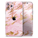 Rose Pink Marble & Digital Gold Frosted Foil V3 - Protective Skin Wrap & Decal – Compatible with iPhone SE to iPhone 17 Pro Max (All Models)