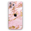 Rose Pink Marble & Digital Gold Frosted Foil V3 - Protective Skin Wrap & Decal – Compatible with iPhone SE to iPhone 17 Pro Max (All Models)