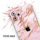 Rose Pink Marble & Digital Gold Frosted Foil V3 - Protective Skin Wrap & Decal – Compatible with iPhone SE to iPhone 17 Pro Max (All Models)