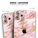 Rose Pink Marble & Digital Gold Frosted Foil V3 - Protective Skin Wrap & Decal – Compatible with iPhone SE to iPhone 17 Pro Max (All Models)