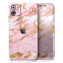 Rose Pink Marble & Digital Gold Frosted Foil V3 - Protective Skin Wrap & Decal – Compatible with iPhone SE to iPhone 17 Pro Max (All Models)