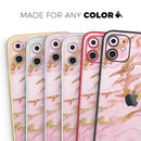 Rose Pink Marble & Digital Gold Frosted Foil V3 - Protective Skin Wrap & Decal – Compatible with iPhone SE to iPhone 17 Pro Max (All Models)
