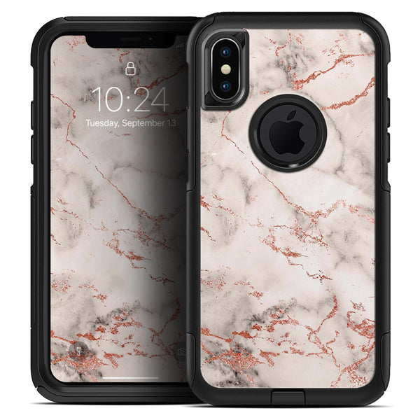 Rose Pink Marble & Digital Gold Frosted Foil V4 - Skin Kit for the iPhone OtterBox Cases