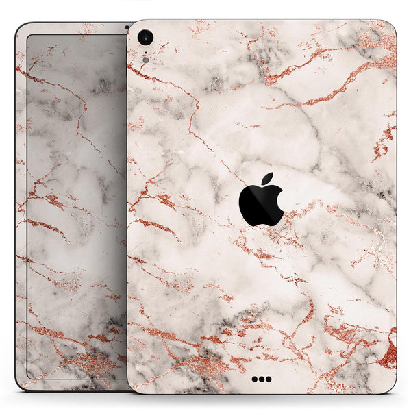 Rose Pink Marble & Digital Gold Frosted Foil V4 - Full Body Skin Decal for the Apple iPad Pro 12.9", 11", 10.5", 9.7", Air or Mini (All Models Available)