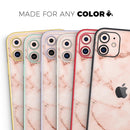 Rose Pink Marble & Digital Gold Frosted Foil V6 - Protective Skin Wrap & Decal – Compatible with iPhone SE to iPhone 17 Pro Max (All Models)