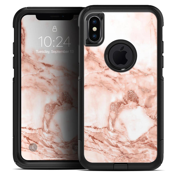 Rose Pink Marble & Digital Gold Frosted Foil V8 - Skin Kit for the iPhone OtterBox Cases