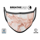 Rose Pink Marble & Digital Gold Frosted Foil V8 - Made in USA Mouth Cover Unisex Anti-Dust Cotton Blend Reusable & Washable Face Mask with Adjustable Sizing for Adult or Child
