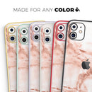 Rose Pink Marble & Digital Gold Frosted Foil V8 - Protective Skin Wrap & Decal – Compatible with iPhone SE to iPhone 17 Pro Max (All Models)