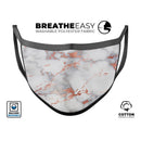 Rose Pink Marble & Digital Gold Frosted Foil V9 - Made in USA Mouth Cover Unisex Anti-Dust Cotton Blend Reusable & Washable Face Mask with Adjustable Sizing for Adult or Child