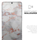 Rose Pink Marble & Digital Gold Frosted Foil V9 - Premium Vinyl Skin Decal for Samsung Galaxy S25 Ultra, S24, S23, S22 & All Galaxy S Models