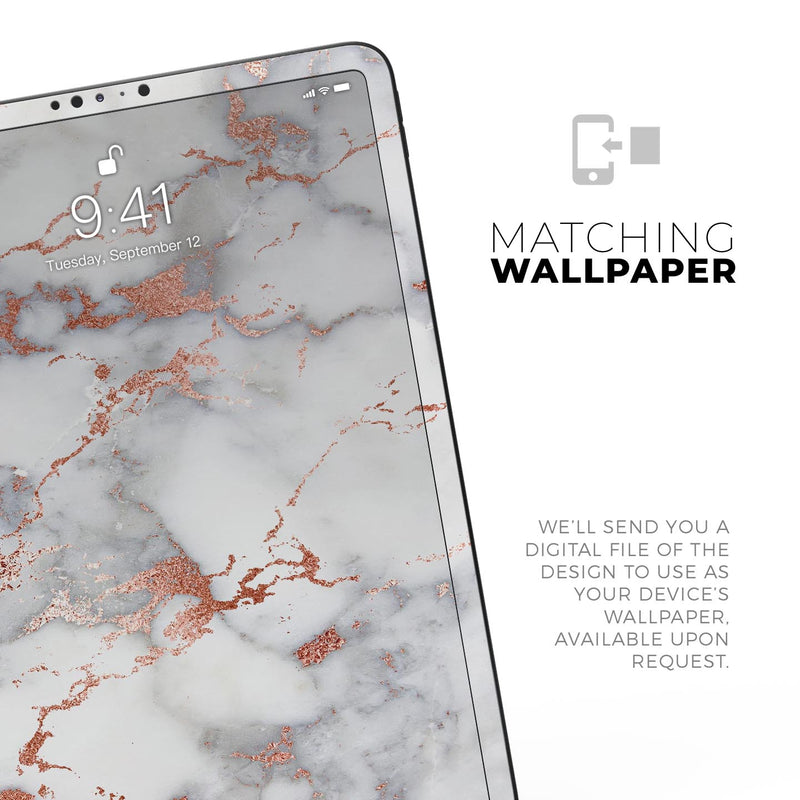 Rose Pink Marble & Digital Gold Frosted Foil V9 - Full Body Skin Decal for the Apple iPad Pro 12.9", 11", 10.5", 9.7", Air or Mini (All Models Available)
