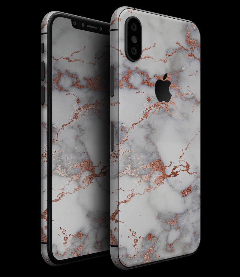 Rose Pink Marble & Digital Gold Frosted Foil V9 - iPhone XS MAX, XS/X, 8/8+, 7/7+, 5/5S/SE Skin-Kit (All iPhones Available)