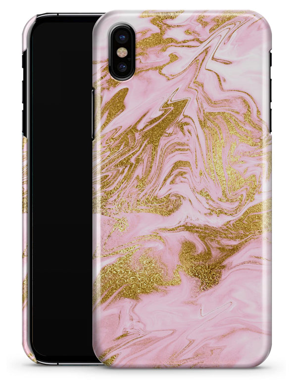 Rose Pink Marble & Digital Gold Frosted Foil V10 - iPhone X Clipit Case