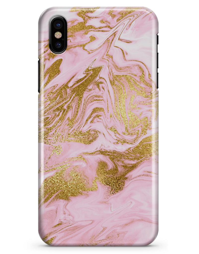 Rose Pink Marble & Digital Gold Frosted Foil V10 - iPhone X Clipit Case