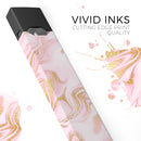 Rose Pink Marble & Digital Gold Frosted Foil V11 - Premium Decal Protective Skin-Wrap Sticker compatible with the Juul Labs vaping device