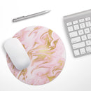 Rose Pink Marble & Digital Gold Frosted Foil V11// WaterProof Rubber Foam Backed Anti-Slip Mouse Pad for Home Work Office or Gaming Computer Desk