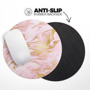 Rose Pink Marble & Digital Gold Frosted Foil V11// WaterProof Rubber Foam Backed Anti-Slip Mouse Pad for Home Work Office or Gaming Computer Desk