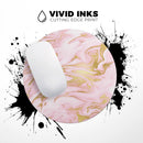 Rose Pink Marble & Digital Gold Frosted Foil V11// WaterProof Rubber Foam Backed Anti-Slip Mouse Pad for Home Work Office or Gaming Computer Desk