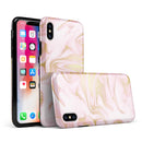 Rose Pink Marble & Digital Gold Frosted Foil V11 - iPhone X Swappable Hybrid Case