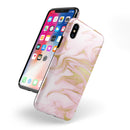 Rose Pink Marble & Digital Gold Frosted Foil V11 - iPhone X Swappable Hybrid Case