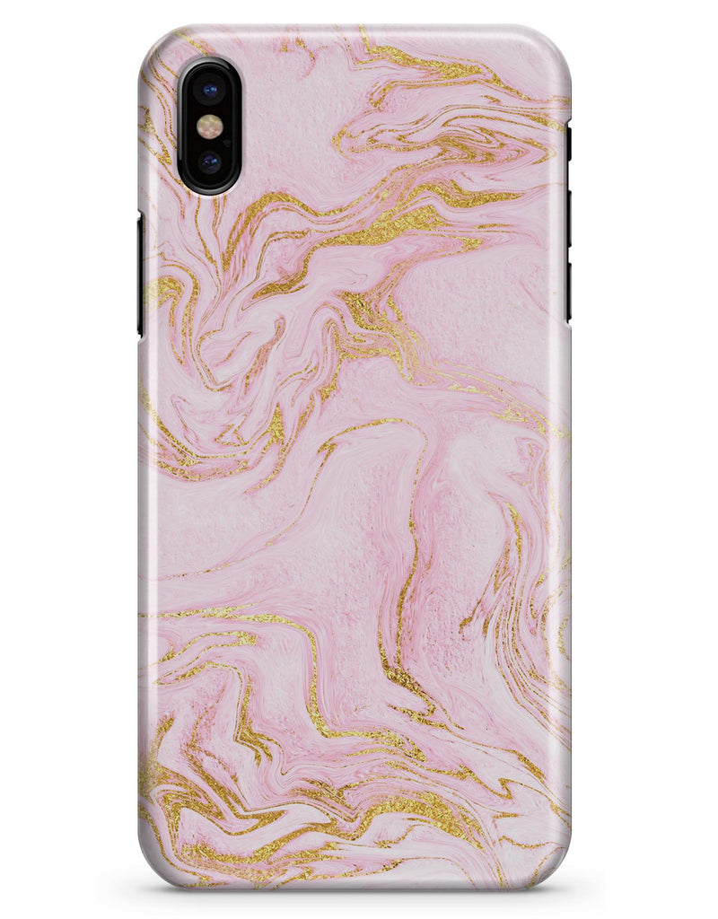 Rose Pink Marble & Digital Gold Frosted Foil V12 - iPhone X Clipit Case