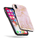Rose Pink Marble & Digital Gold Frosted Foil V12 - iPhone X Swappable Hybrid Case