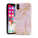 Rose Pink Marble & Digital Gold Frosted Foil V12 - iPhone X Swappable Hybrid Case