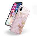 Rose Pink Marble & Digital Gold Frosted Foil V14 - iPhone X Swappable Hybrid Case