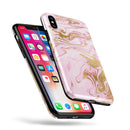 Rose Pink Marble & Digital Gold Frosted Foil V14 - iPhone X Swappable Hybrid Case