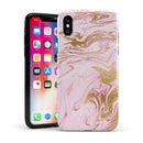 Rose Pink Marble & Digital Gold Frosted Foil V14 - iPhone X Swappable Hybrid Case