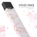 Rose Pink Marble & Digital Gold Frosted Foil V15 - Premium Decal Protective Skin-Wrap Sticker compatible with the Juul Labs vaping device