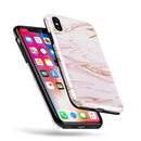 Rose Pink Marble & Digital Gold Frosted Foil V15 - iPhone X Swappable Hybrid Case