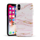 Rose Pink Marble & Digital Gold Frosted Foil V15 - iPhone X Swappable Hybrid Case