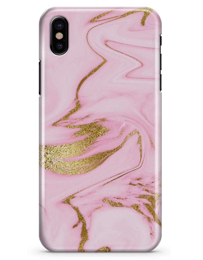 Rose Pink Marble & Digital Gold Frosted Foil V16 - iPhone X Clipit Case