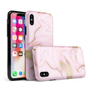 Rose Pink Marble & Digital Gold Frosted Foil V16 - iPhone X Swappable Hybrid Case